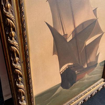 Oil On Canvas Sailing Ship - Originally Displayed In Phillips Seafood Ocean City, MD