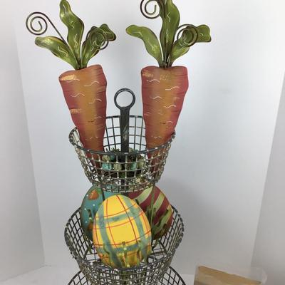 1286 Three Tier Wire Shelf with Spring Decor , Yankee Candle , Pottery Barn Salt Cellar