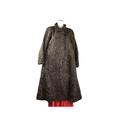 1291 Full Length Chocolate Brown Persian Lamb Fur Coat
