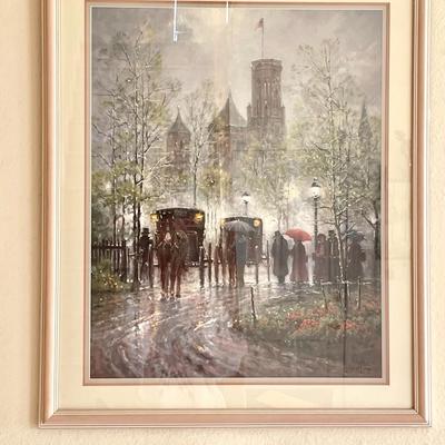 LOT 82   FRAMED IMPRESSIONIST FINE ART PRINT SMITHSONIAN STREET SCENE
