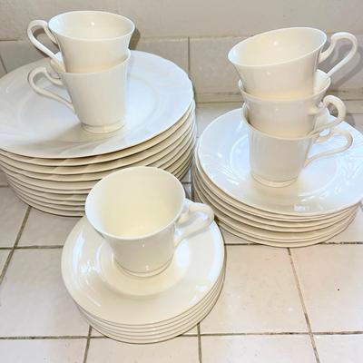 LOT 83  PARTIAL SET OF CREAMY WHITE STONEWARE