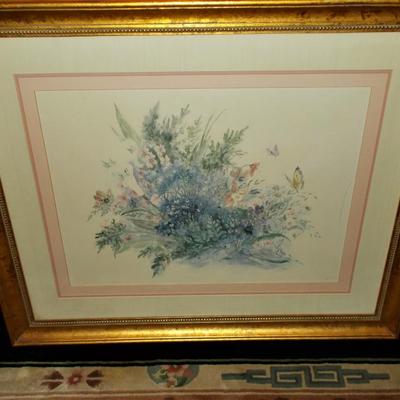 Beautiful Floral Watercolor signed by Bertrand