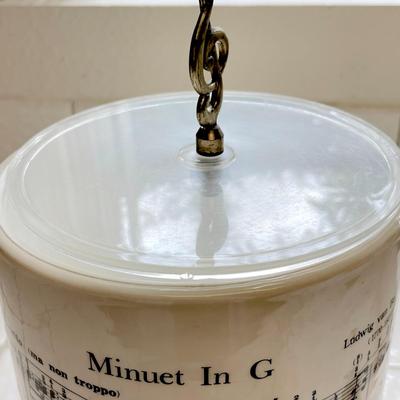 LOT 94  VINTAGE VINYL ICE BUCKET MUSICAL NOTES TREBLE CLEFT FINIAL