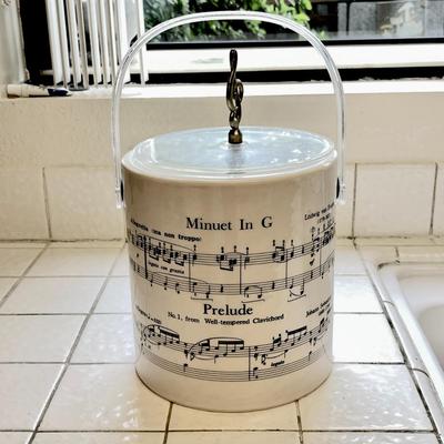 LOT 94  VINTAGE VINYL ICE BUCKET MUSICAL NOTES TREBLE CLEFT FINIAL