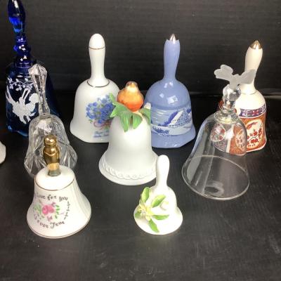 1283 Collectible Ceramic & Glass Bell Lot