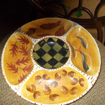 Ceramic fall themed chip and dip or veggie tray