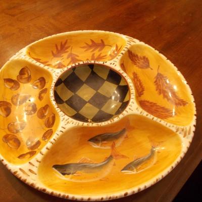 Ceramic fall themed chip and dip or veggie tray