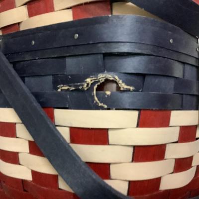 Lot # 1293 Pair of Longaberger 2011 Americana Medium Market Baskets, One Lid & Red, White & Blue Wreath