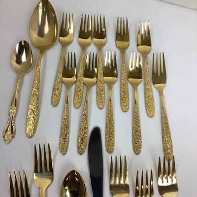 1308 Gold Tone Flatware Lot
