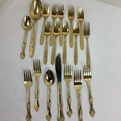 1308 Gold Tone Flatware Lot