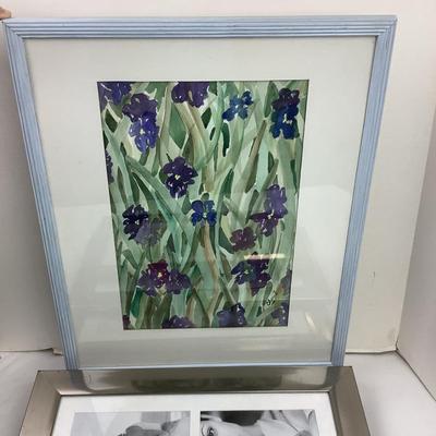 1309 Framed Iris Watercolor & Picture Frame Lot