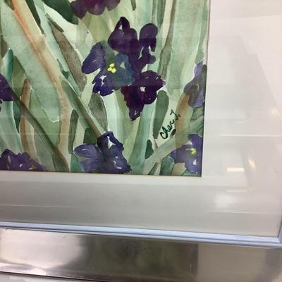 1309 Framed Iris Watercolor & Picture Frame Lot