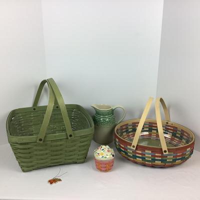 Lot # 1295 Longaberger Baskets & Pottery Pitcher & Collectors Club Topper