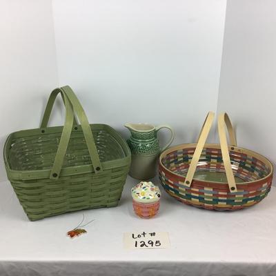 Lot # 1295 Longaberger Baskets & Pottery Pitcher & Collectors Club Topper