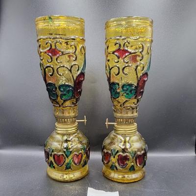 Vintage of Hand Painted Oil Lamps