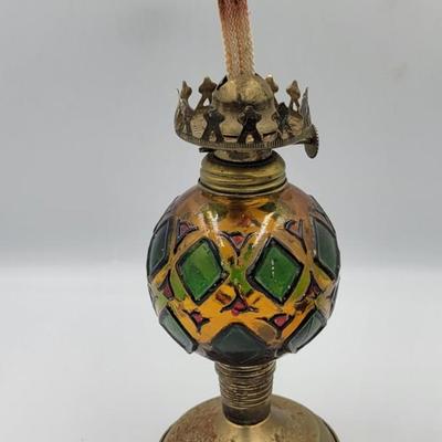 Vintage Hand Painted Oil Lamp