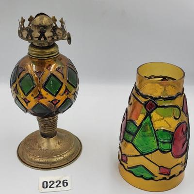 Vintage Hand Painted Oil Lamp