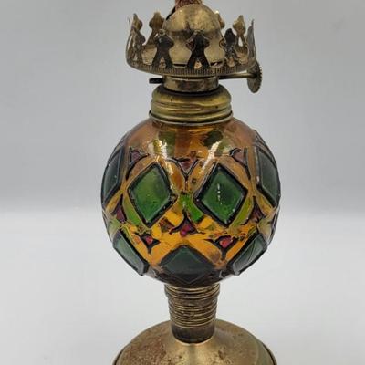 Vintage Hand Painted Oil Lamp