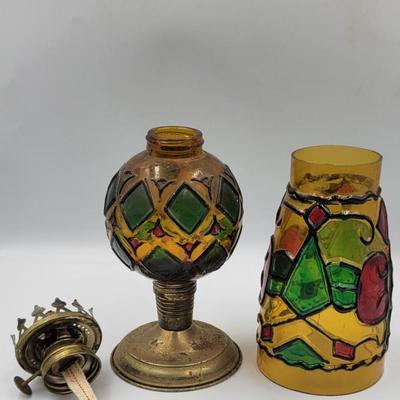 Vintage Hand Painted Oil Lamp