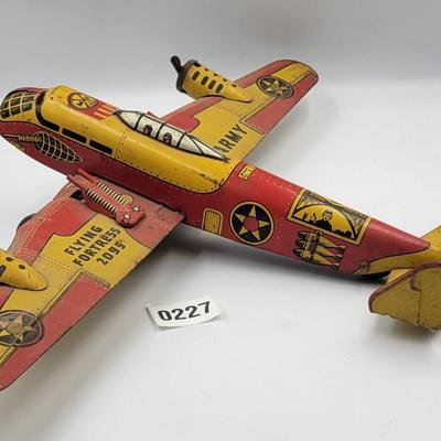 Vintage Tin Army Plane