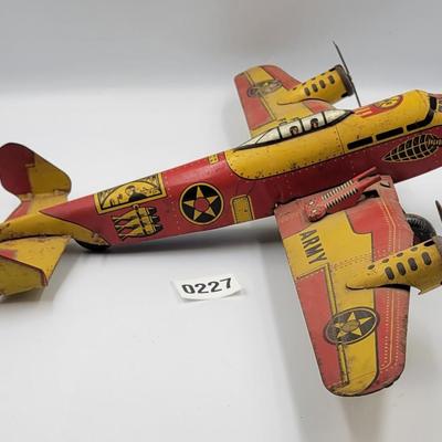 Vintage Tin Army Plane