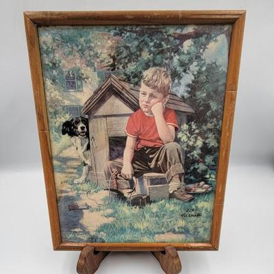 Vintage Dog Gone Lithograph Print