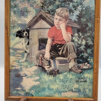 Vintage Dog Gone Lithograph Print