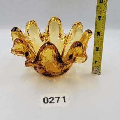 MCM Amber Glass Nesting Ashtrays