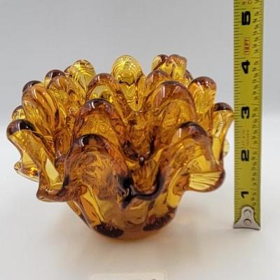MCM Amber Glass Nesting Ashtrays