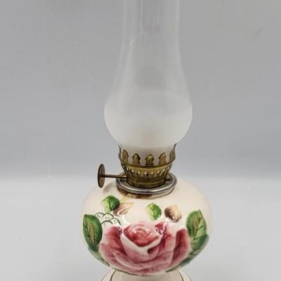 Vintage Hand Painted Hurricane Lamp
