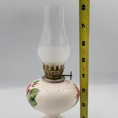 Vintage Hand Painted Hurricane Lamp