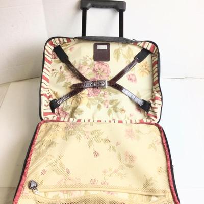 1360 BRIGHTON Black and Brown Leather Rolling Briefcase