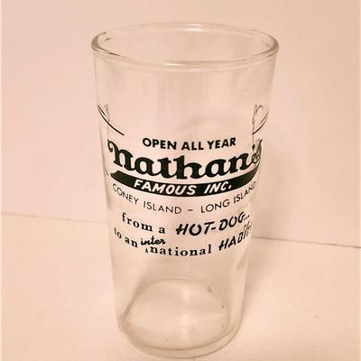 Lot #6  Original Nathan's Famous Coney Island hot dog glass - 1940s-50s