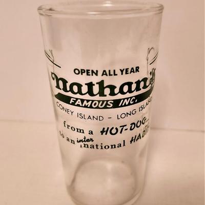 Lot #6  Original Nathan's Famous Coney Island hot dog glass - 1940s-50s