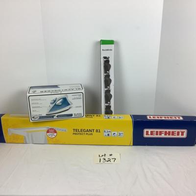 Lot # 1327. Telegant 81 Clothes Drying Rack/ Black&Decker Iron/Pole Clip Hanging Rack