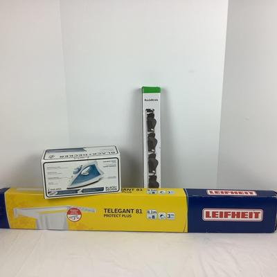 Lot # 1327. Telegant 81 Clothes Drying Rack/ Black&Decker Iron/Pole Clip Hanging Rack