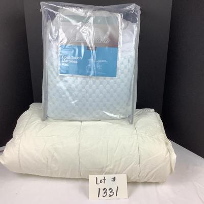 Lot # 1331 Queen Size Down Comforter & Queen Size Cool Touch Mattress Pad NIP
