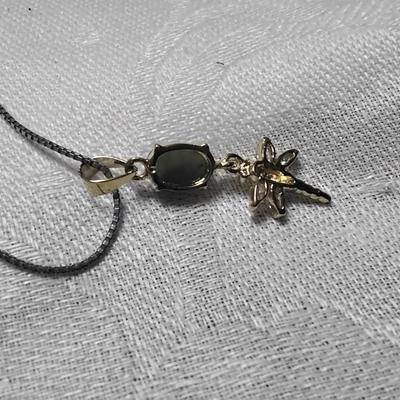 Gold Vermeil 20" Jade And White Sapphire Necklace