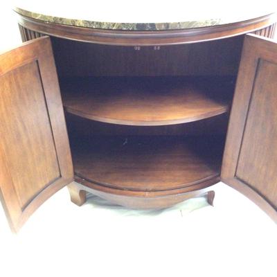 1378 Vintage Marble Top Demilune Cabinet