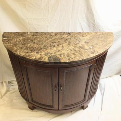 1378 Vintage Marble Top Demilune Cabinet