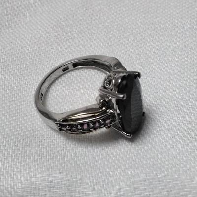 Eyecatching STS Onyx And Rhodolite Garnets 925 Ring Size 7