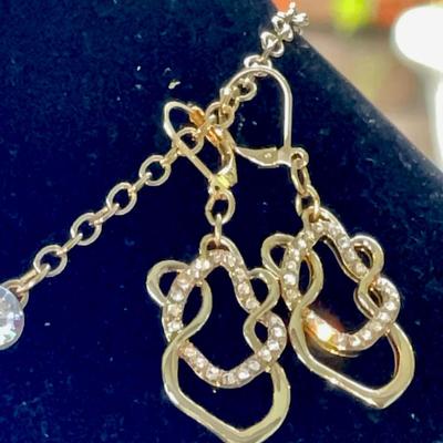 LOT 118  COSTUME JEWELRY MODERNIST BIB NECKLACE GOLD TONE W/RHINESTONES & EARRINGS