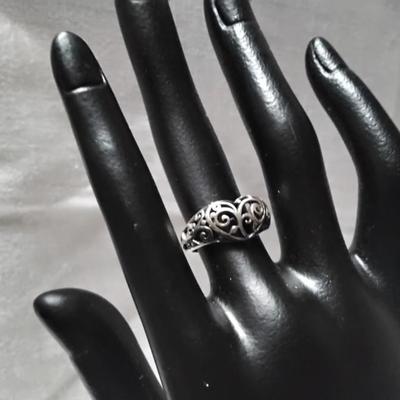 Intricate Lacework Heart 925 Ring Size 5