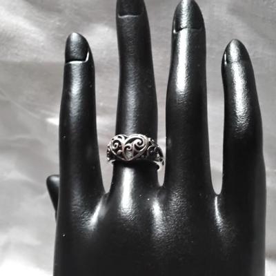 Intricate Lacework Heart 925 Ring Size 5