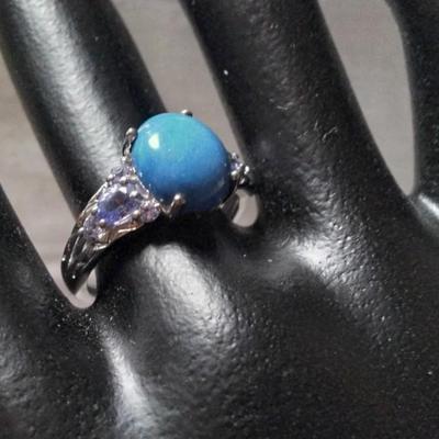 Mesmerizing STS Turquoise And Amethyst Ring Size 7
