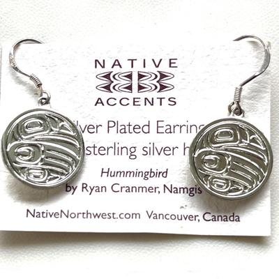 LOT 125  SILVER PLATE STERLING HOOKS NATIVE NORTHWEST HUMMINGBIRD