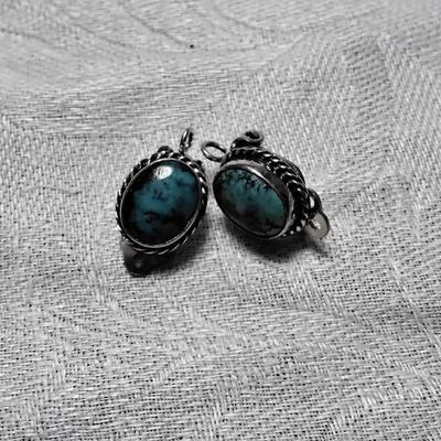Castle Gap Turquoise Sterling Silver Clip On Convertible Earrings (Pendant Also!)