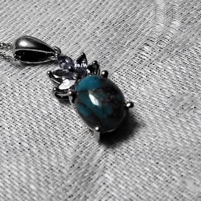 Absolutely Gorgeous STS Turquoise And Amethyst One Of A Kind 18" 925 Necklace