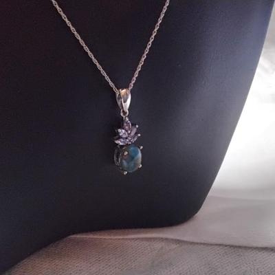 Absolutely Gorgeous STS Turquoise And Amethyst One Of A Kind 18" 925 Necklace