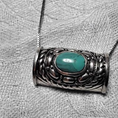 Vintage Turquoise 925 Slider Necklace